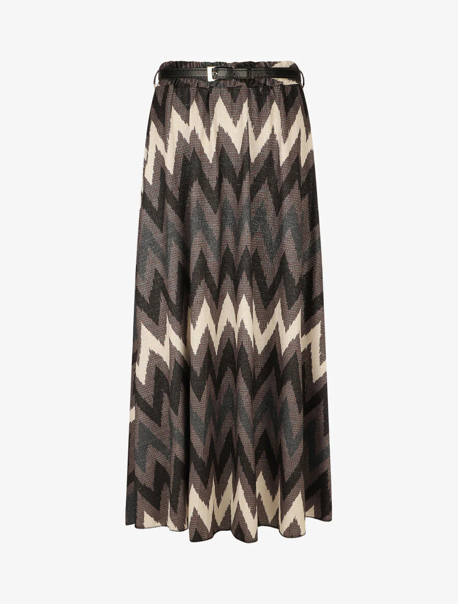 Lange rok met iriserende zigzagprint - zwart