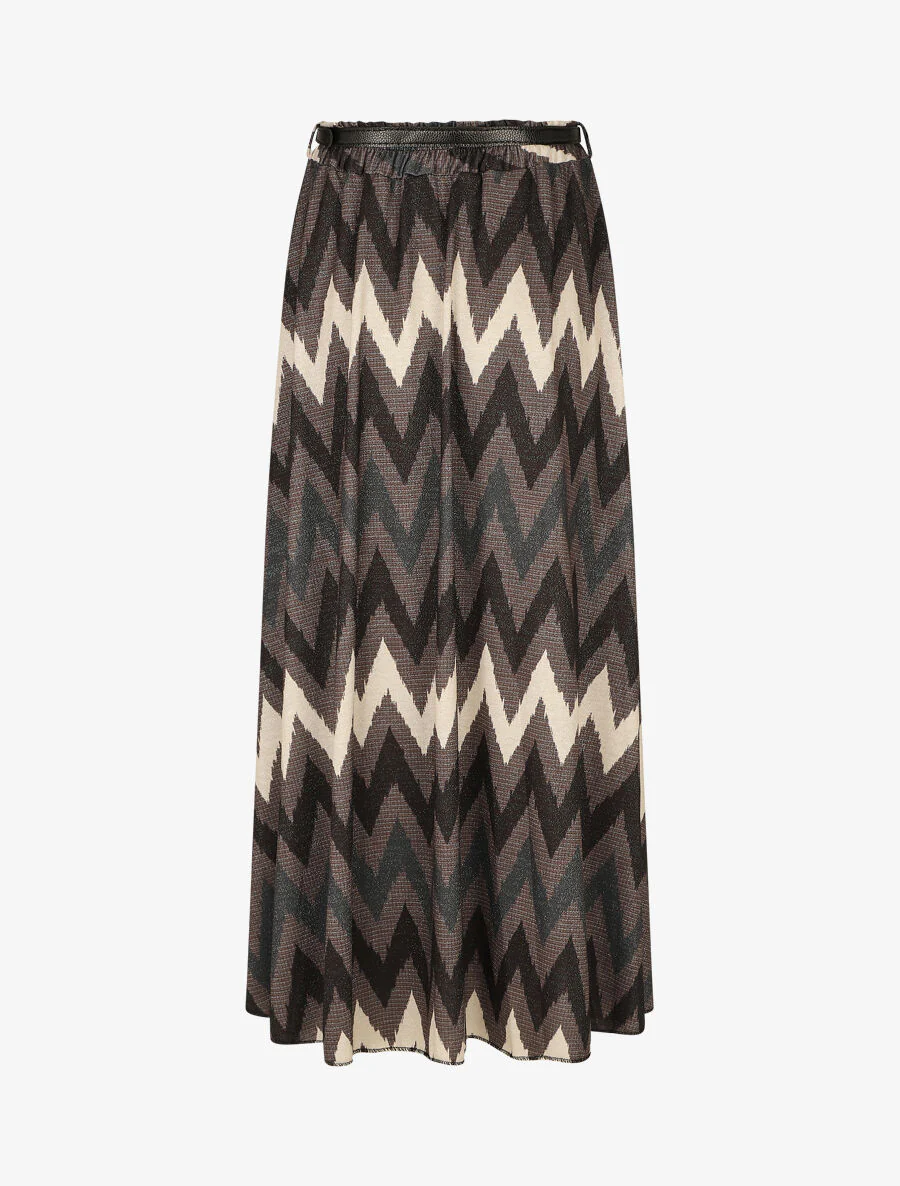 Lange rok met iriserende zigzagprint - zwart - Image 2