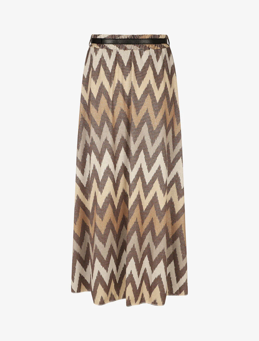 Lange rok met iriserende zigzagprint - Beige - Image 2