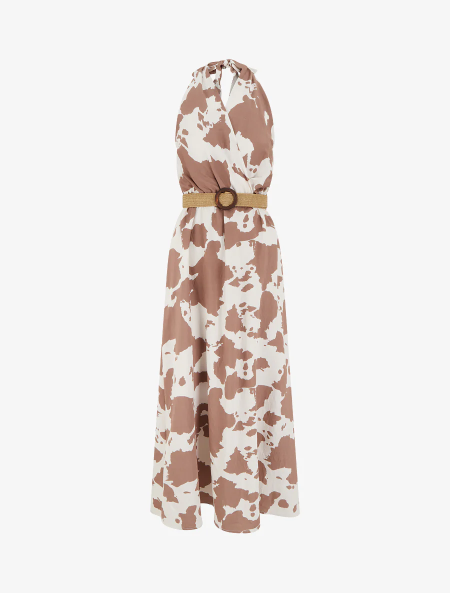 Lange rugloze jurk met koeienprint - Mol