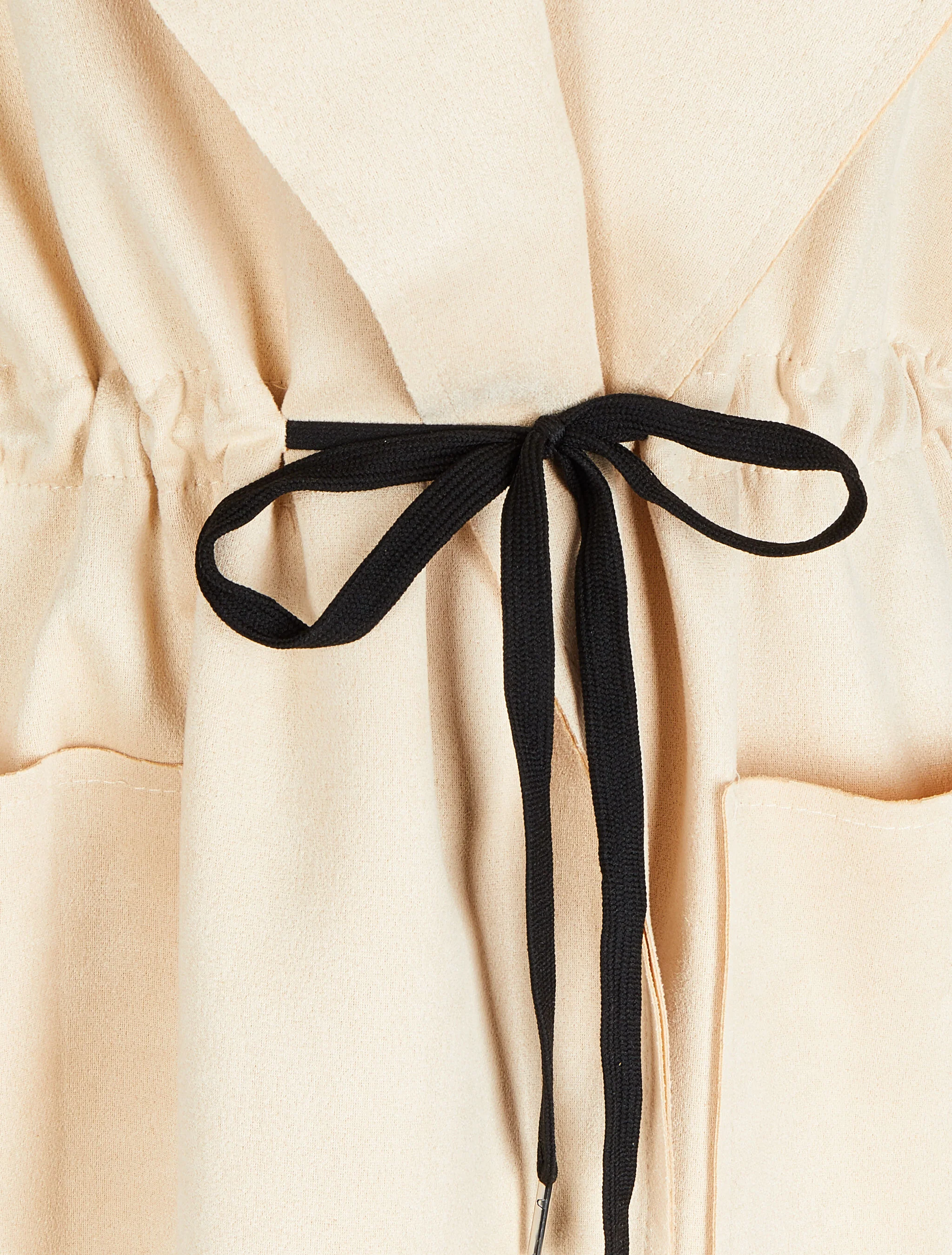 Lange trenchcoat in suèdine met oprolbare mouwen - Beige - Image 3