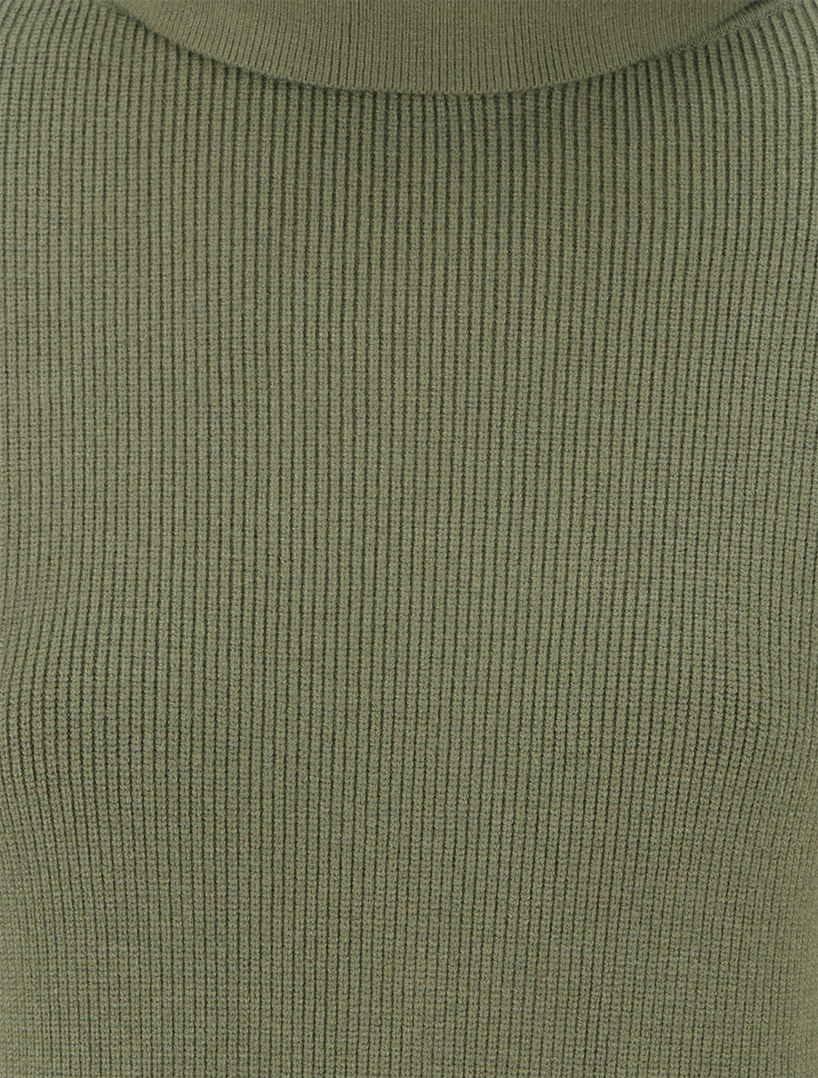 Lange trui met decoratieve knopen op de mouwen - Kaki - Image 4