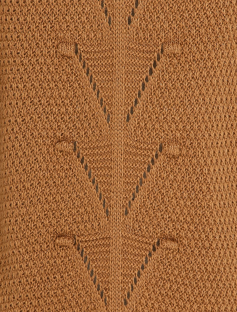 Lange trui met opengewerkte mesh achterkant - Kameel - Image 3
