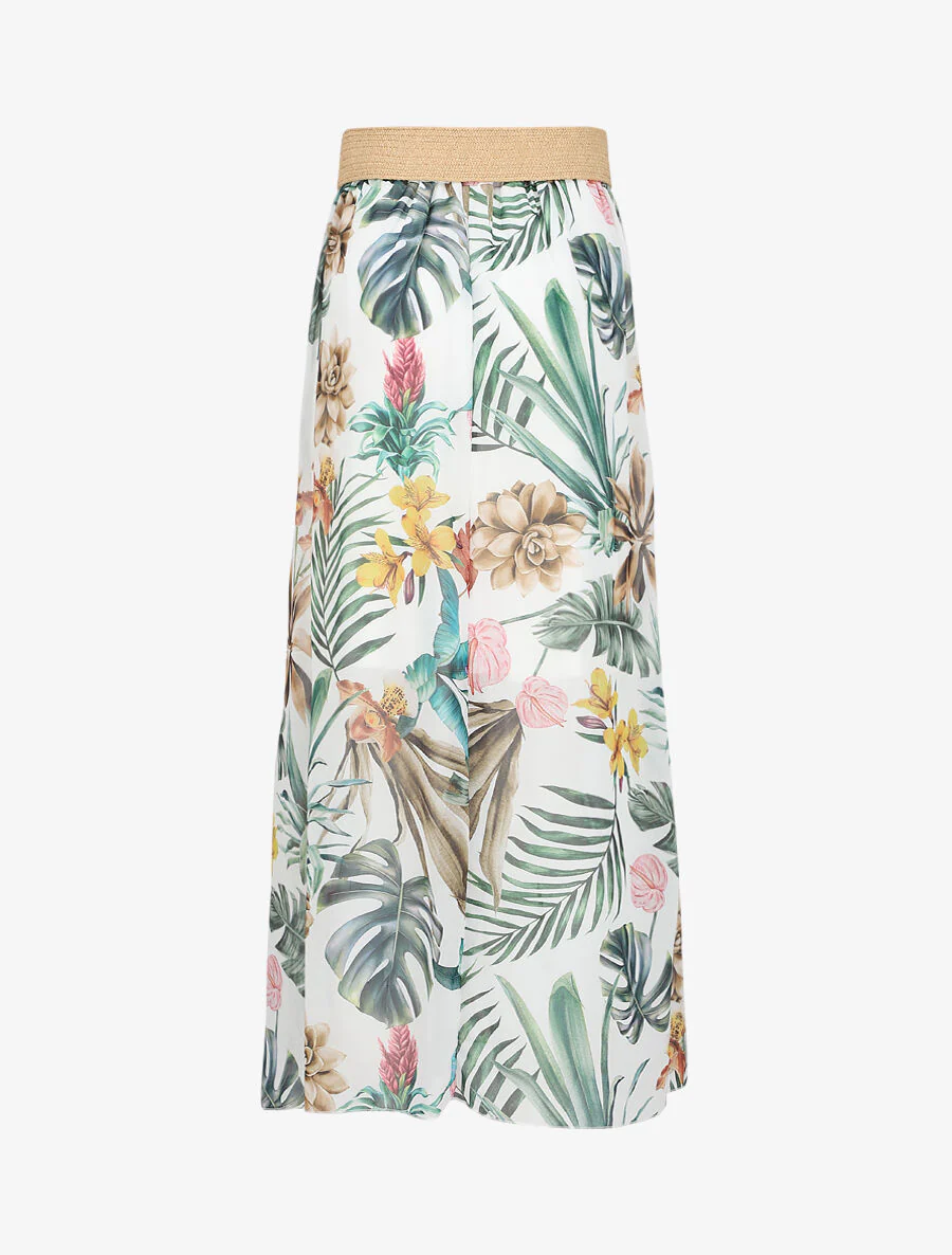 Lange voile rok met tropische bloemenprint - Wit - Image 2