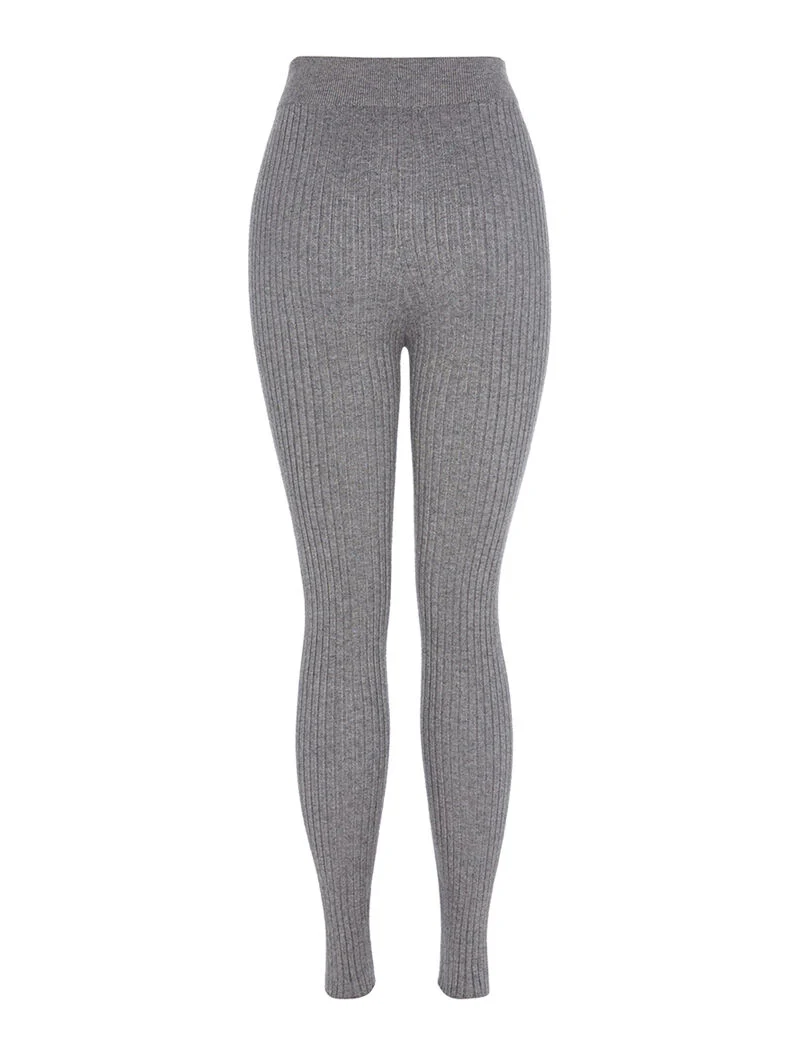 Geribde legging - grijs - Image 2