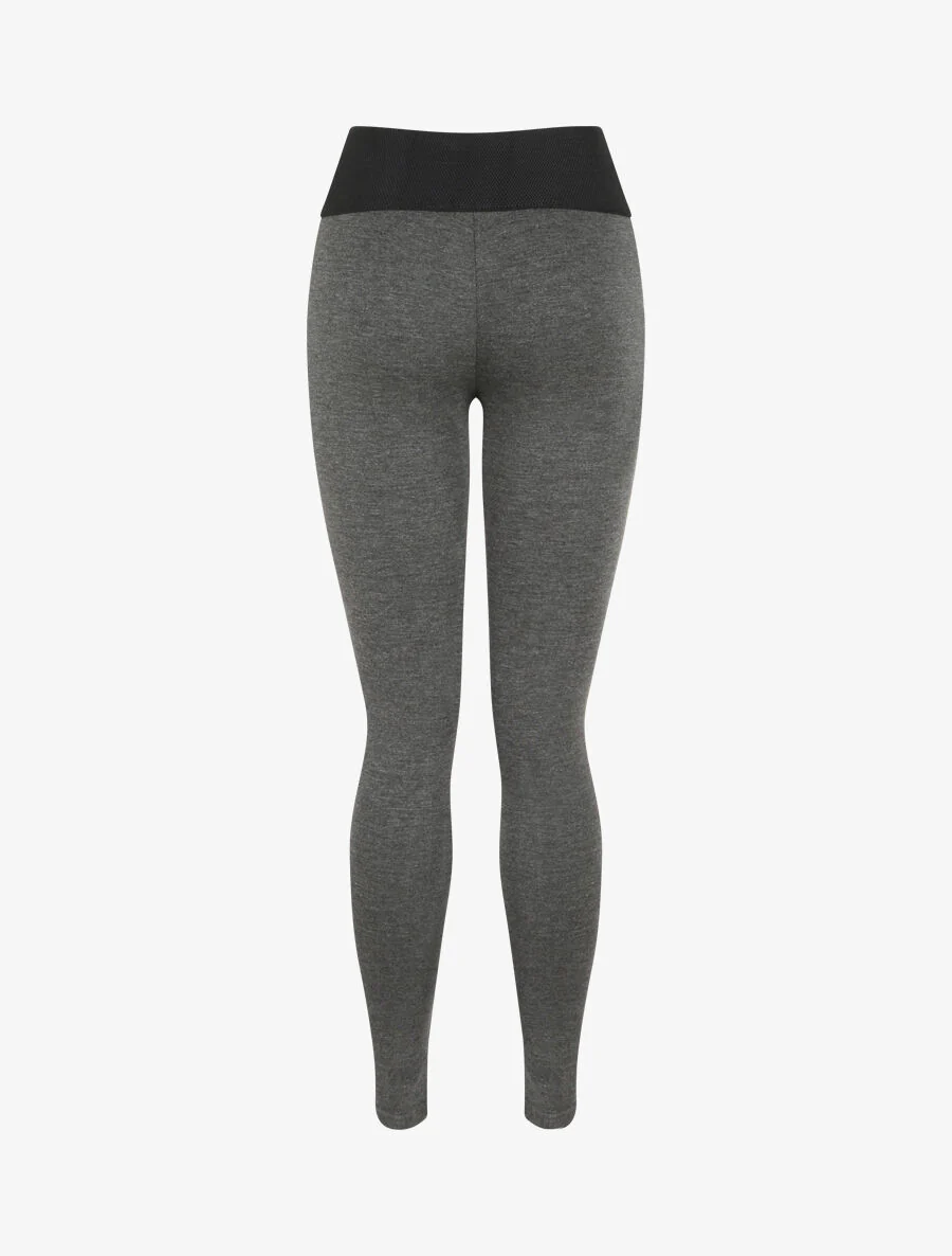 Ultra skinny legging met getextureerde taille en rits - Gemêleerd grijs - Image 2