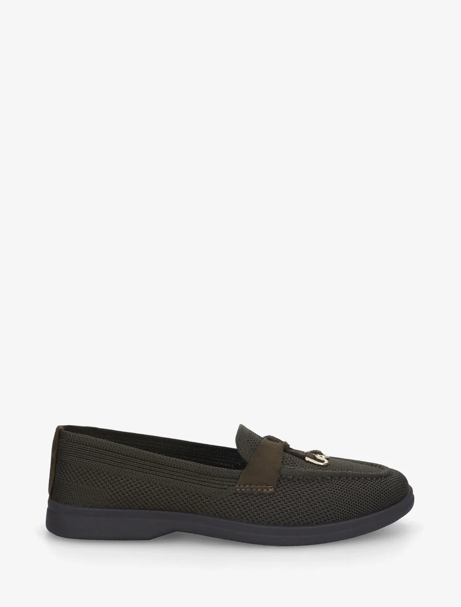 Leren mocassins met metalen juwelen - Kaki