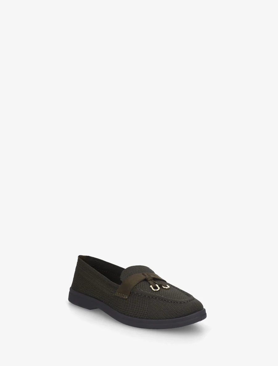 Leren mocassins met metalen juwelen - Kaki - Image 2