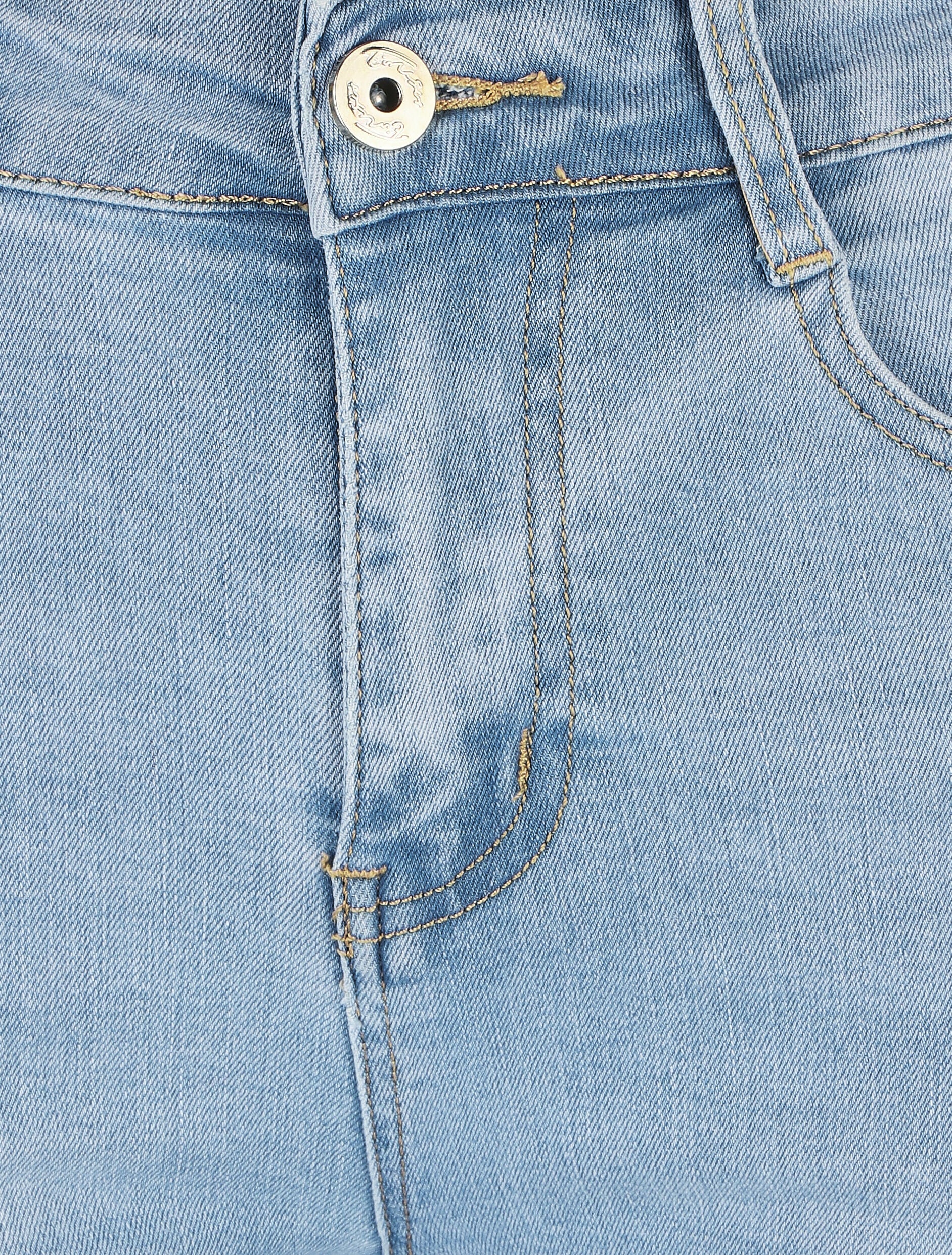 Licht verwassen push-up bermuda met rechte snit - blauw - Image 3