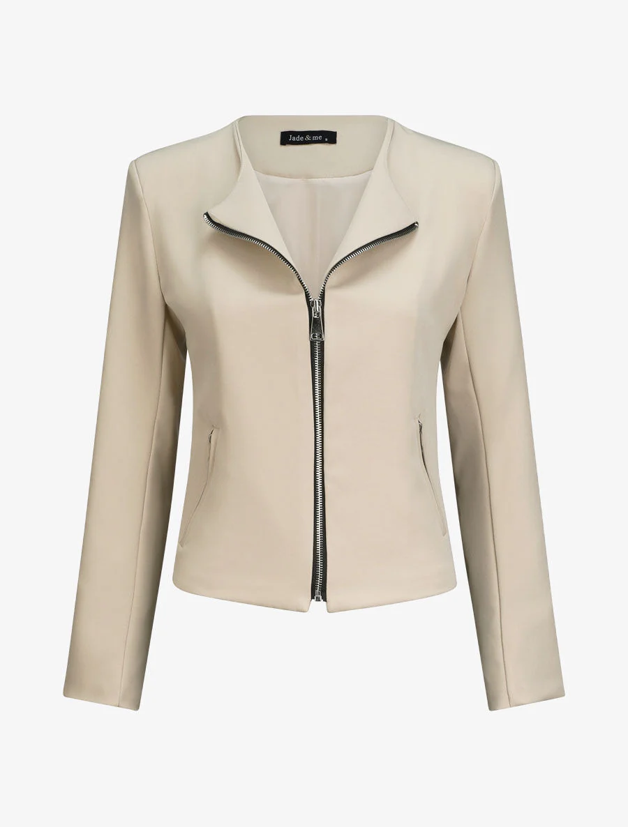 Lichtgewicht perfecto-stijl blazer - Beige