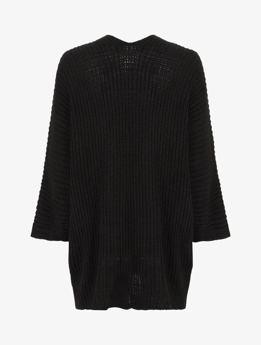 Losjes vallend halflang vest - Zwart - Image 2