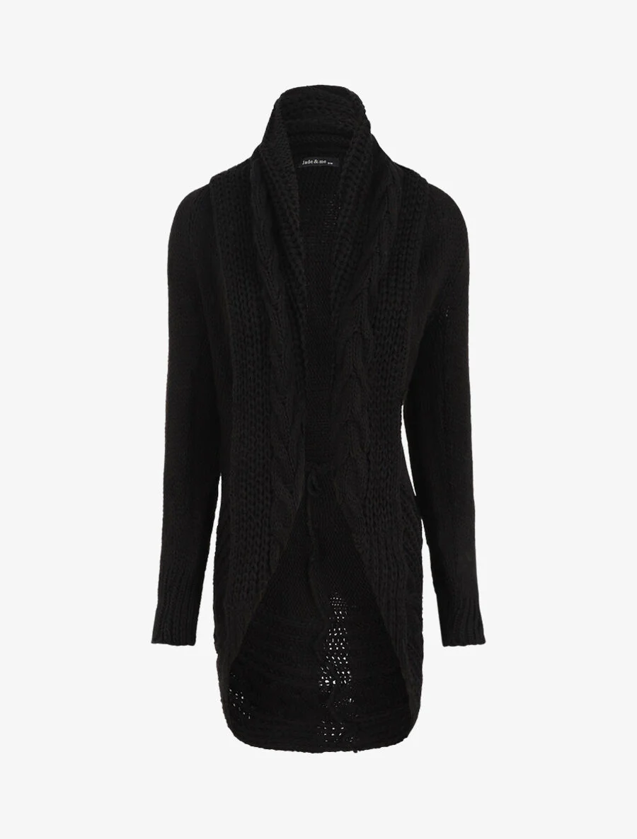 Losjes vallend vest met sjaalkraag - Zwart