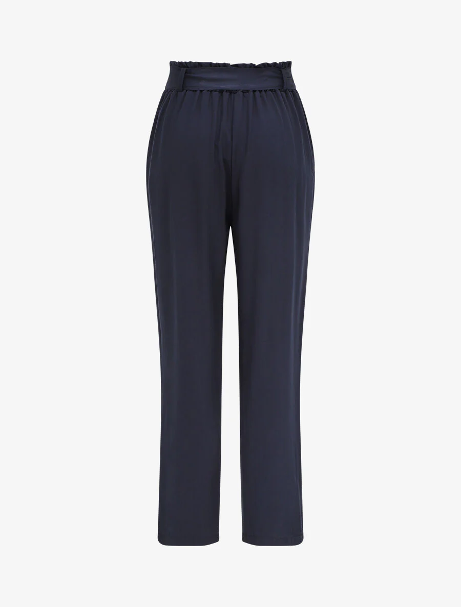 Losse papieren zak rechte broek - Marineblauw - Image 2