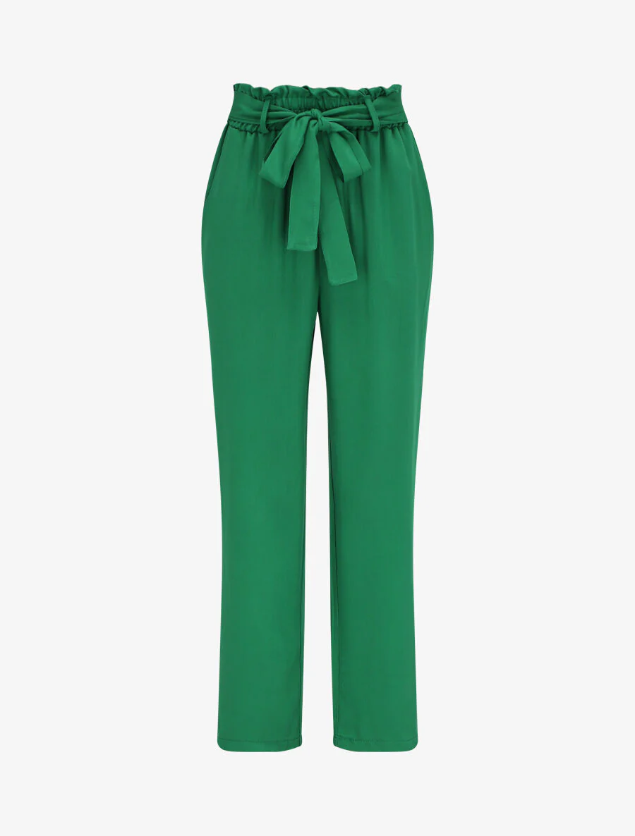 Losse papieren zak rechte broek - Groen