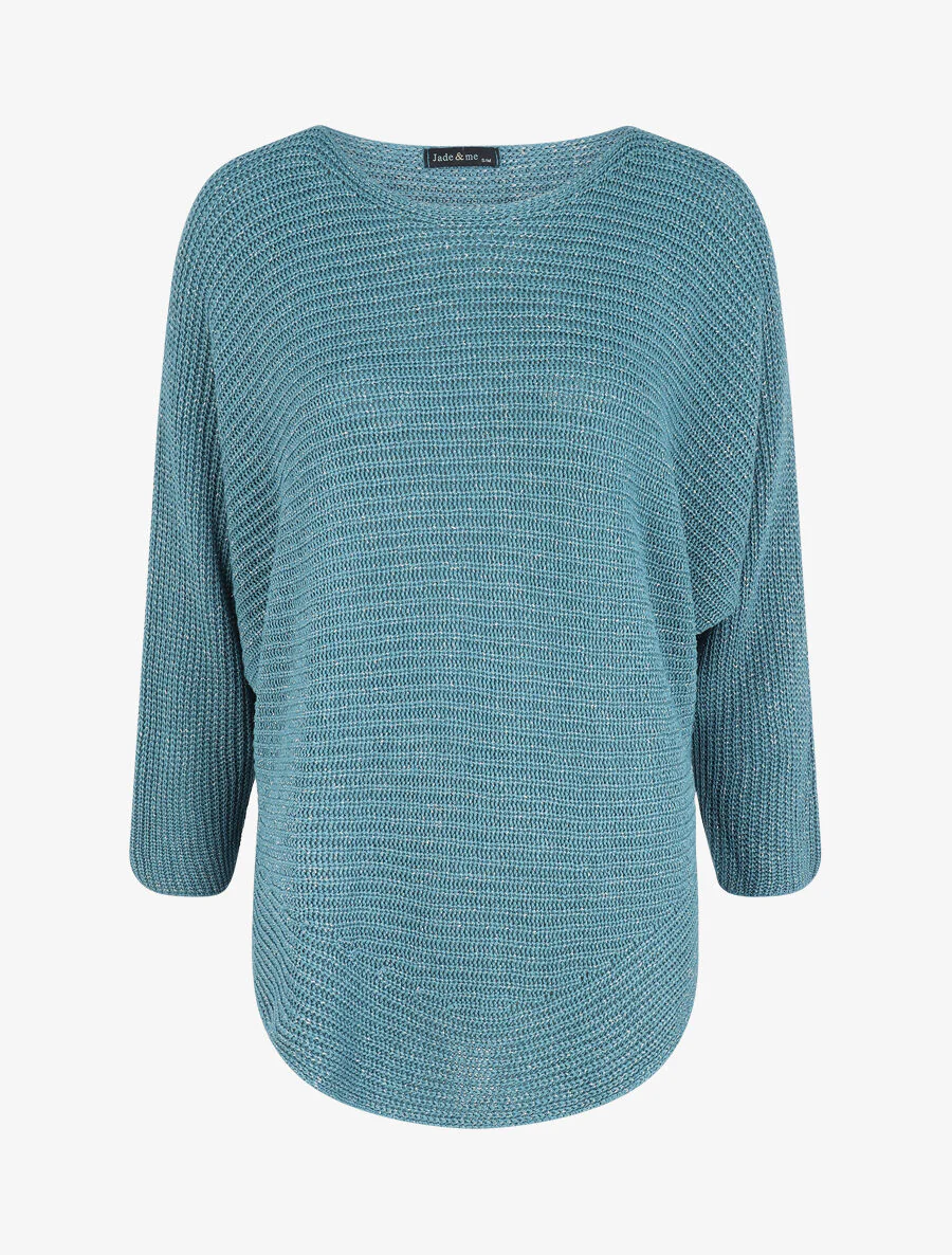 Irise trui met afgeronde randen - Karrenblauw