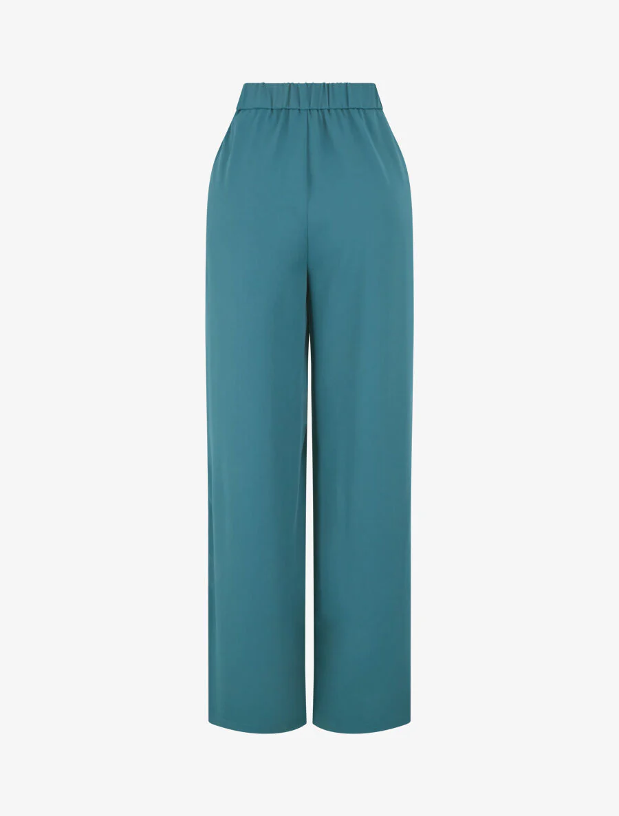 Losvallende broek met goudkleurig detail - Blauwgroen - Image 2