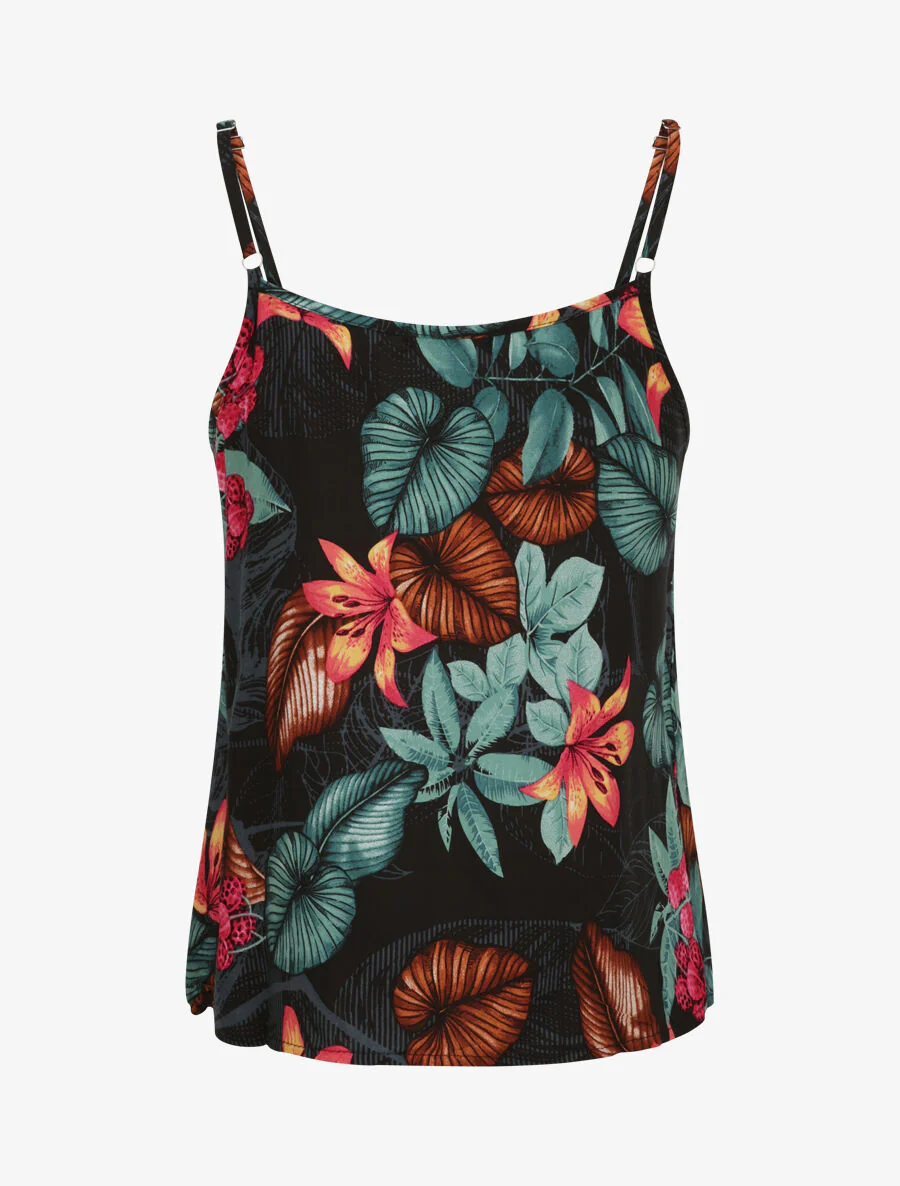 Losvallende V-hals Bloemenprint Tropische Blouse - Nachtblauw - Image 2