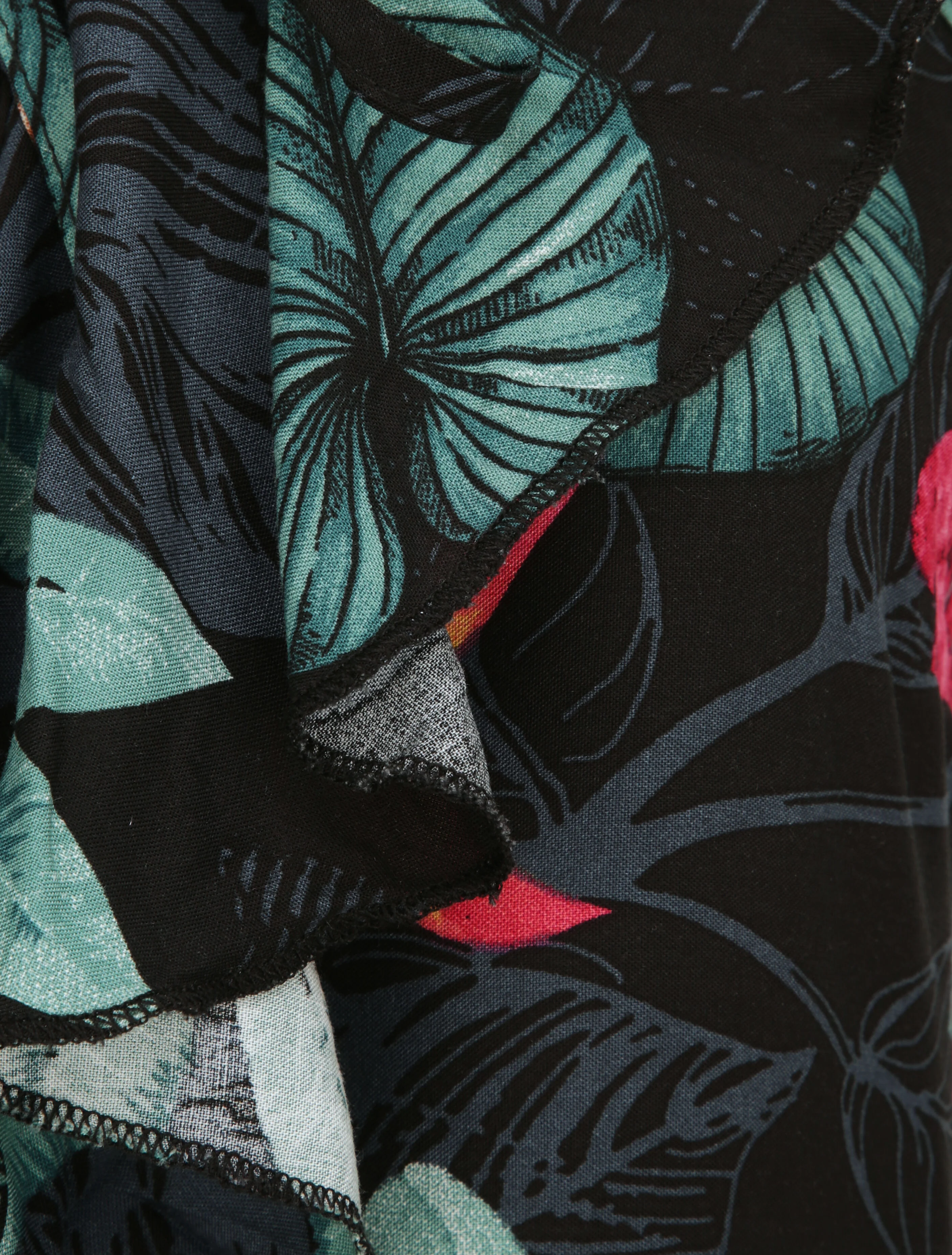 Losvallende V-hals Bloemenprint Tropische Blouse - Nachtblauw - Image 4
