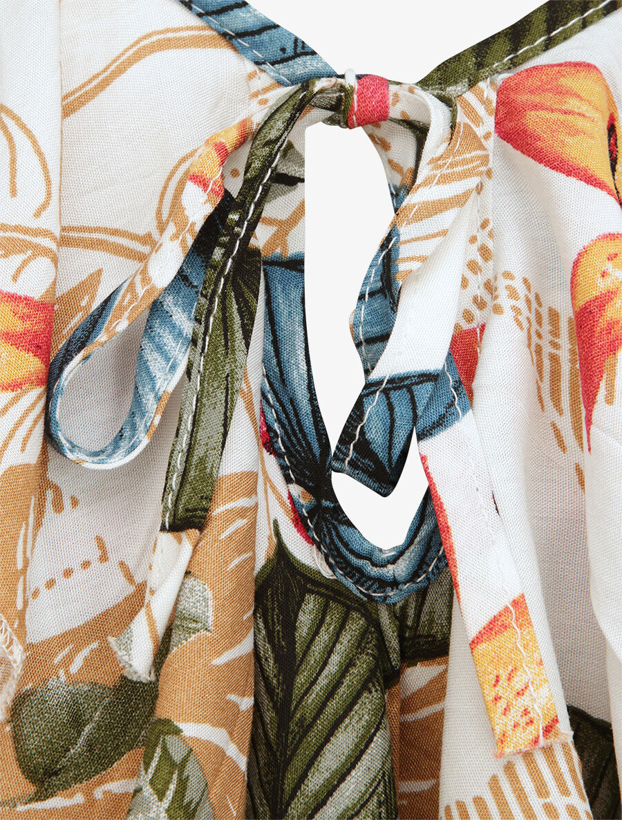 Losvallende V-hals Bloemenprint Tropische Blouse - wit - Image 3
