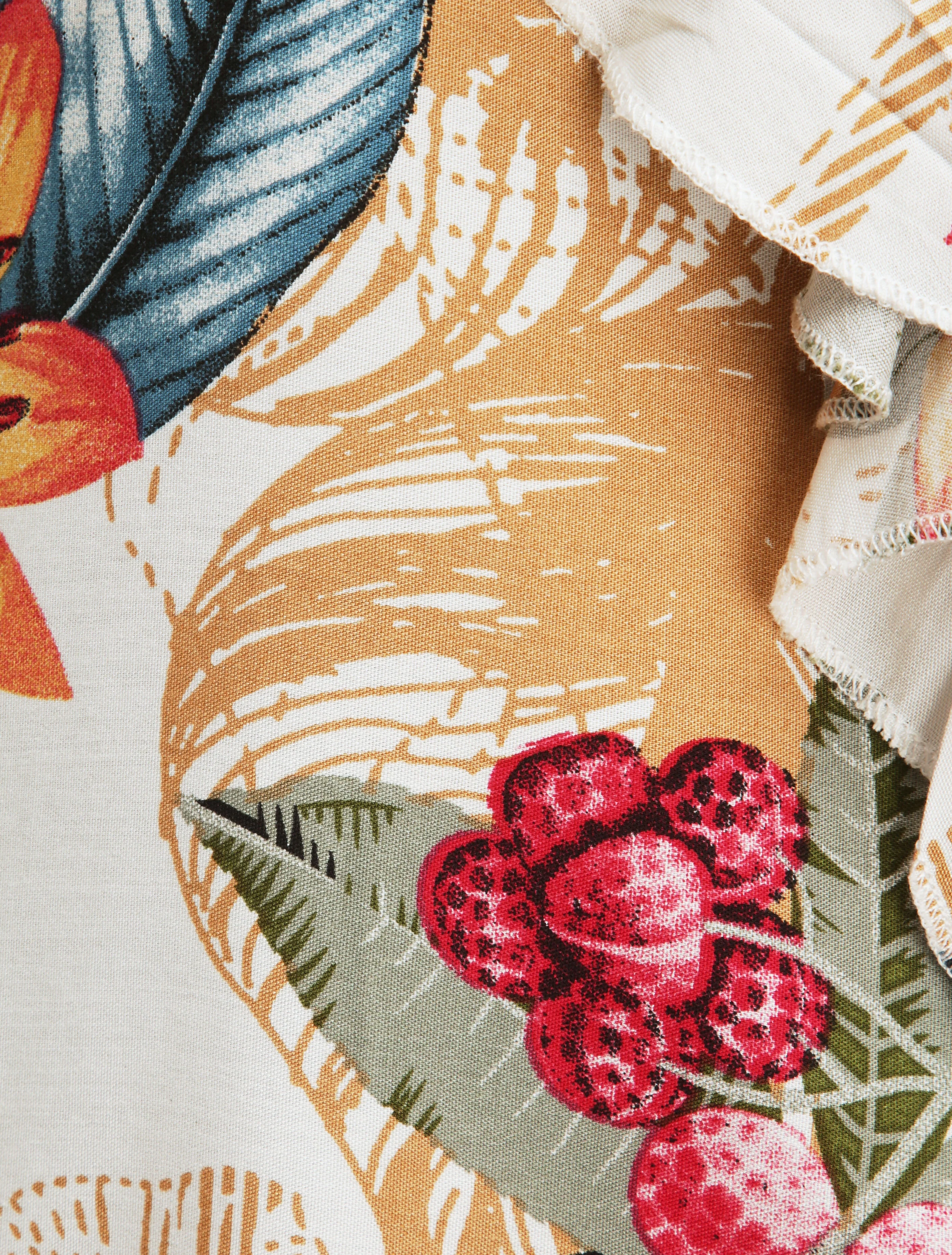 Losvallende V-hals Bloemenprint Tropische Blouse - wit - Image 4