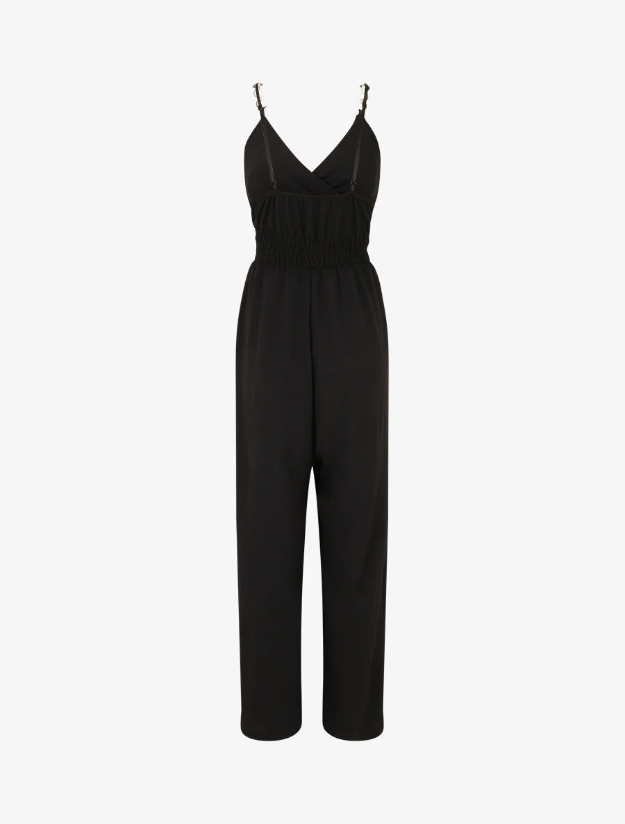 Loszittende jumpsuit met fijne bandjes met sieraden - Zwart - Image 2