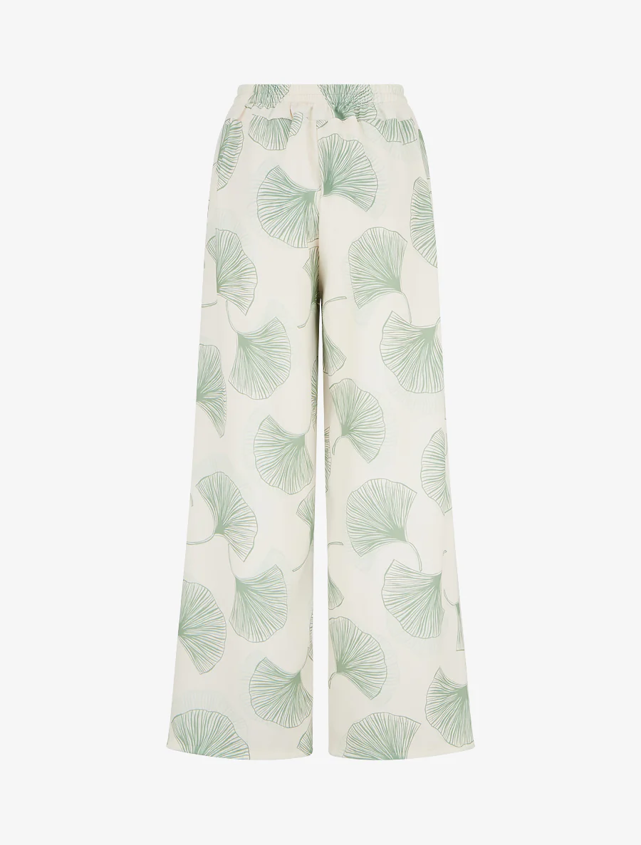 Luchtige broek met ginko-print - Kaki - Image 2
