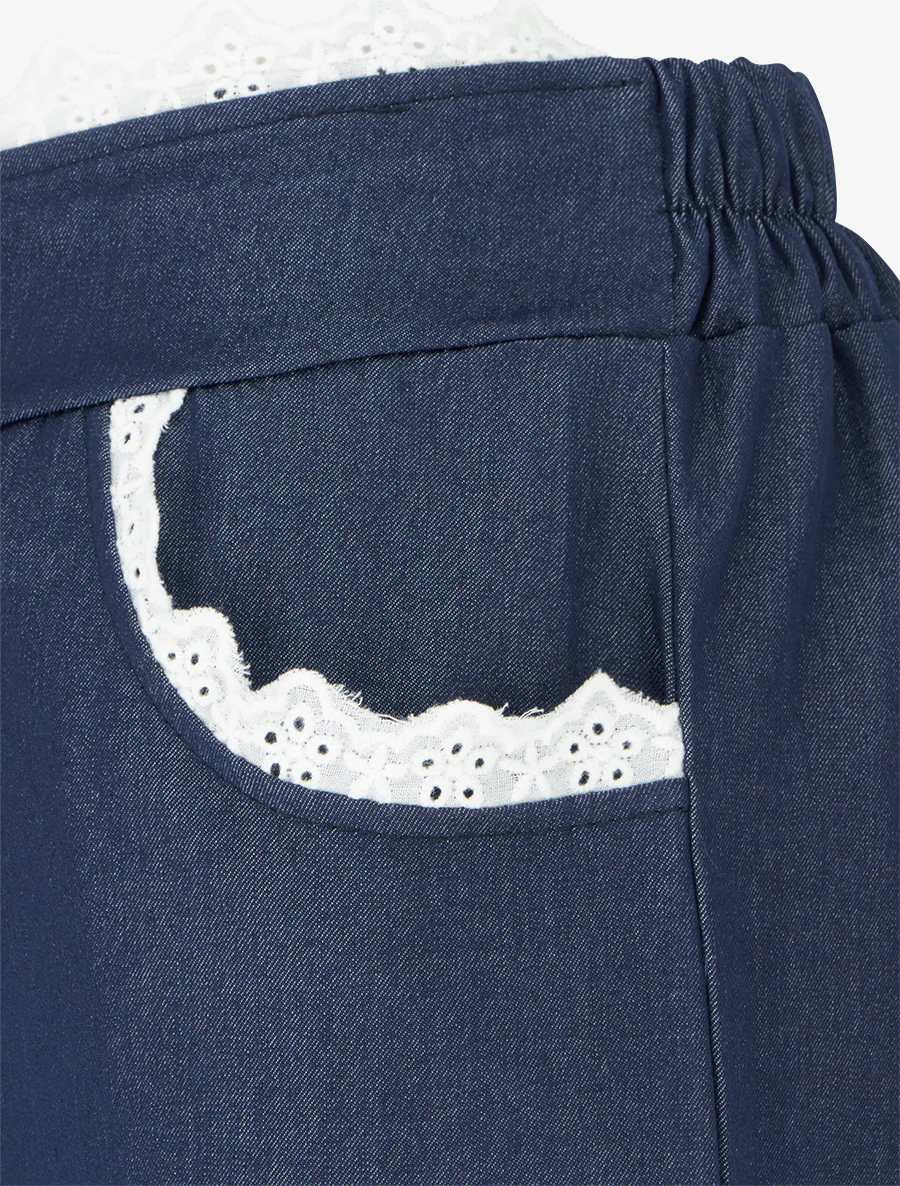 Luchtige broek met kant - Ongerept blauw - Image 3