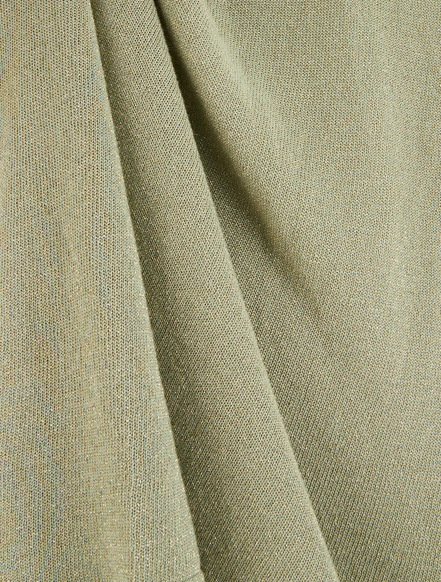 Luchtige top met korte mouwen van fijn, glinsterend breisel - Kaki - Image 3
