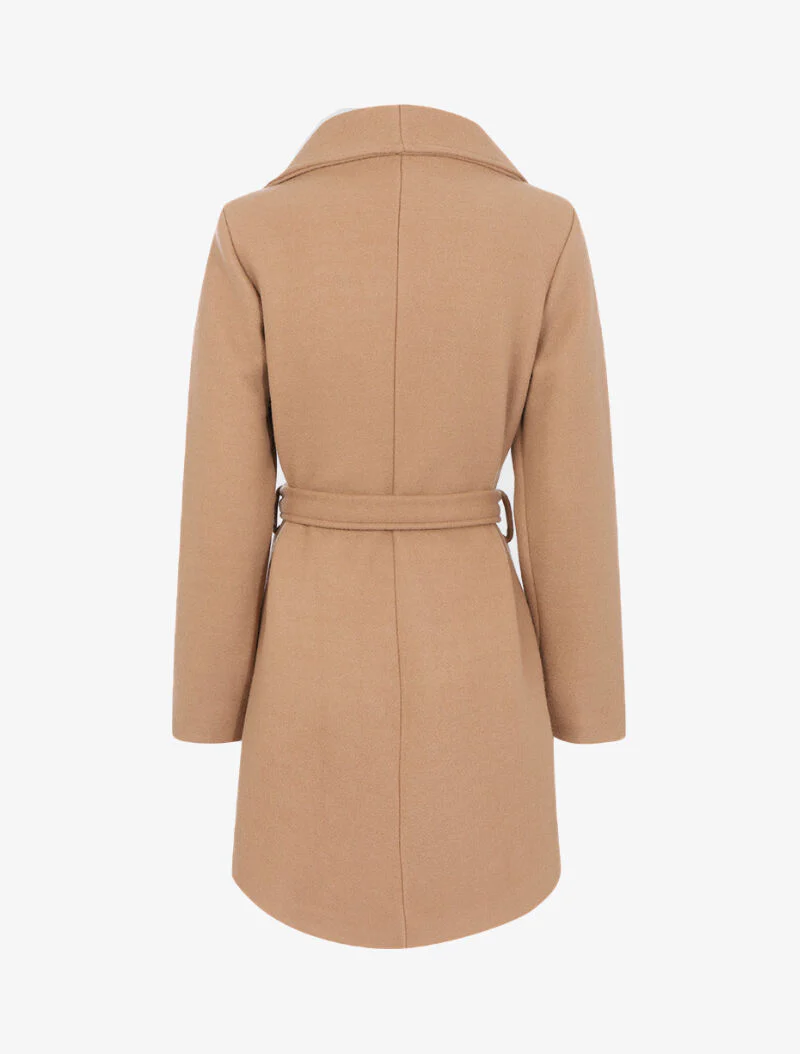 Jas met brede kraag met flap - licht camel - Image 2