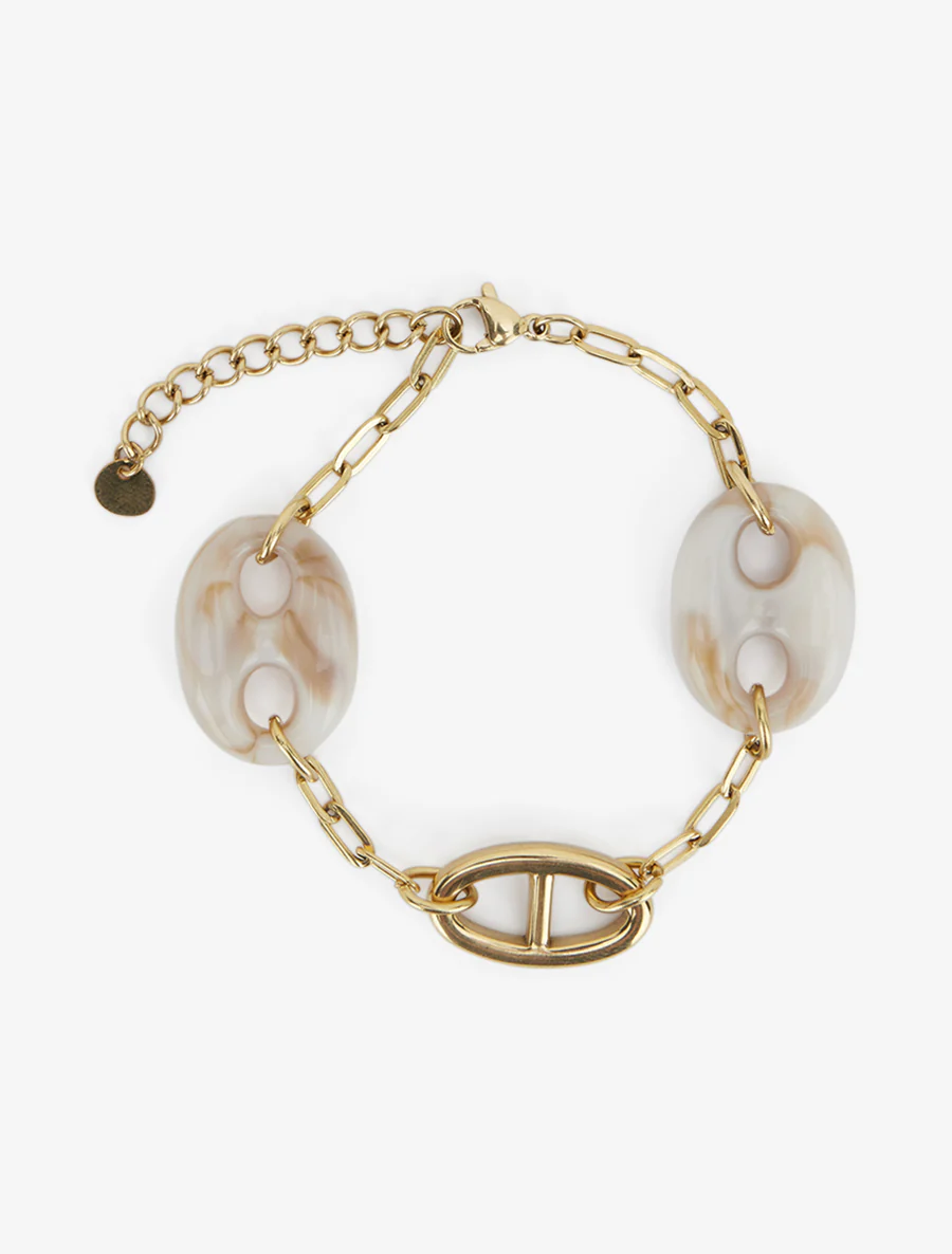 Marinelink armband en koffieboonzaden - Goud - Image 2
