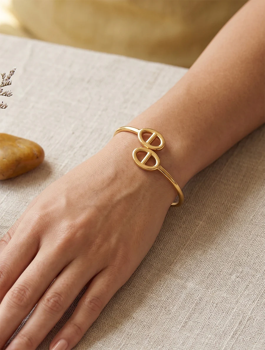 Maritiem twee-schakel armband - Goud