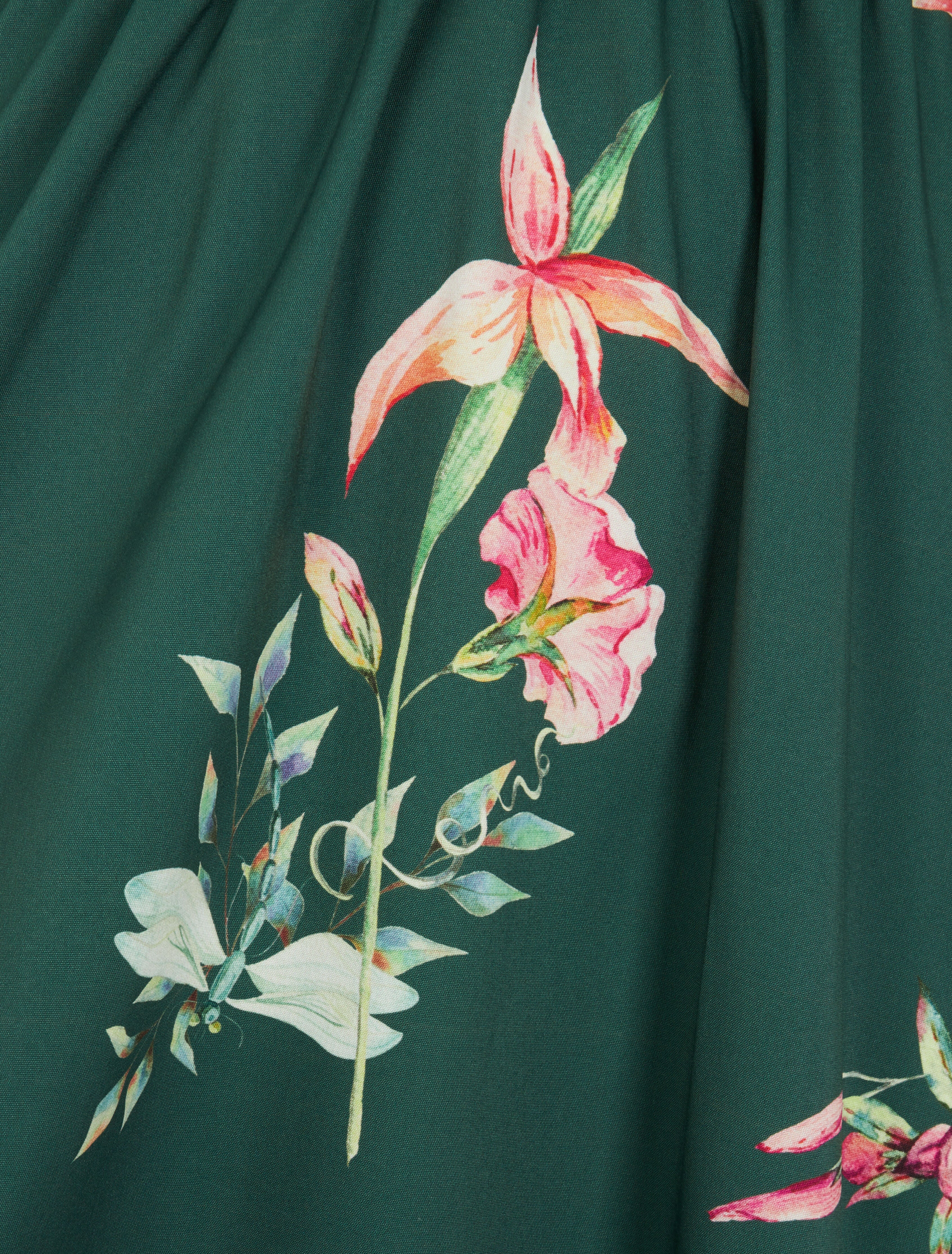Maxi-jurk met lentebloemenprint en vlindermouwen - Smaragdgroen - Image 3