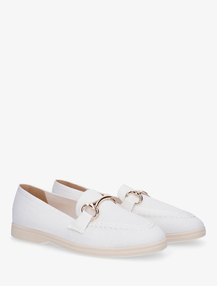 Mesh loafers met decoratieve gesp - Wit - Image 4