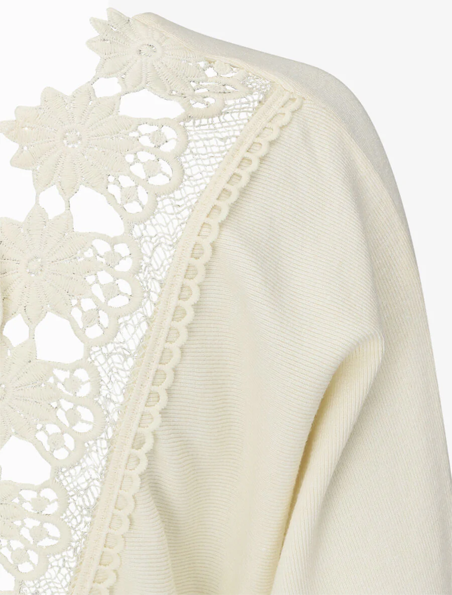 Middellange trui jurk met borduursels op de rug - Beige - Image 3