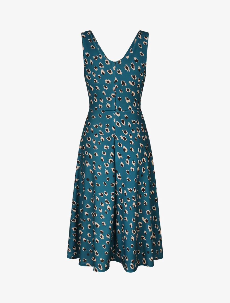 Midi leopard print jurk - Blauwgroen - Image 2