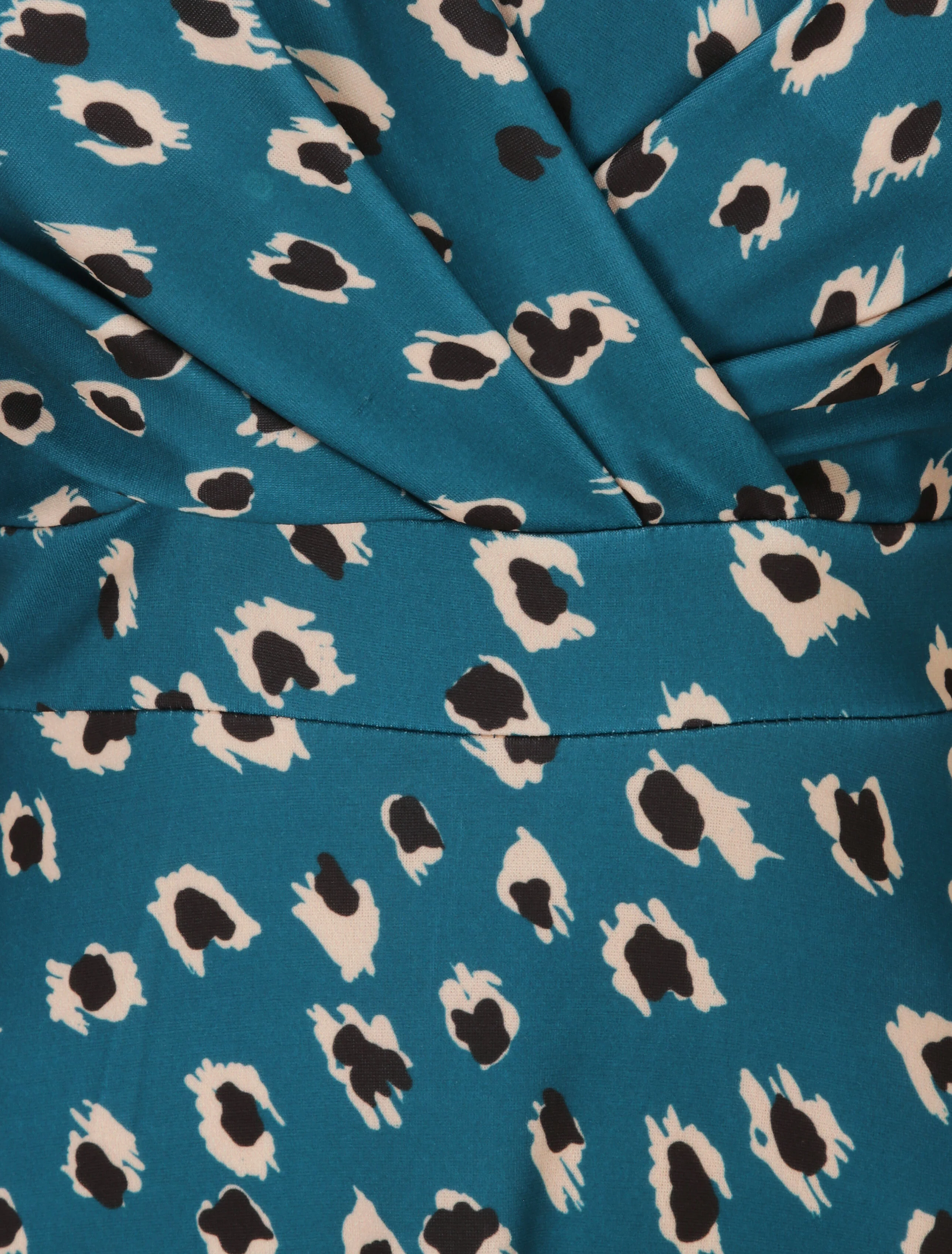 Midi leopard print jurk - Blauwgroen - Image 3