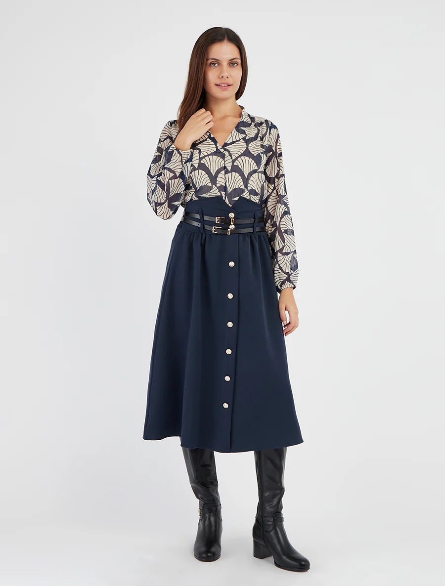 Midirok met dubbele riemen - Marine - Image 5