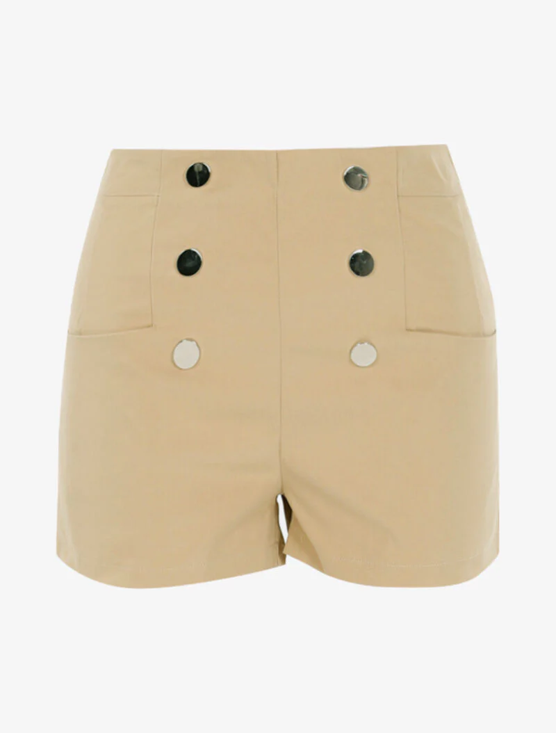 Mini short met decoratieve knopen - beige