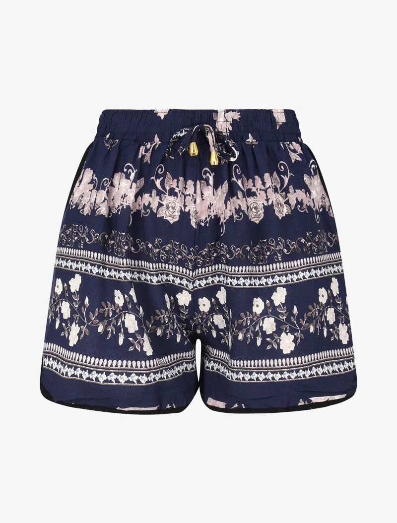 Mini short transparant met prints - marineblauw
