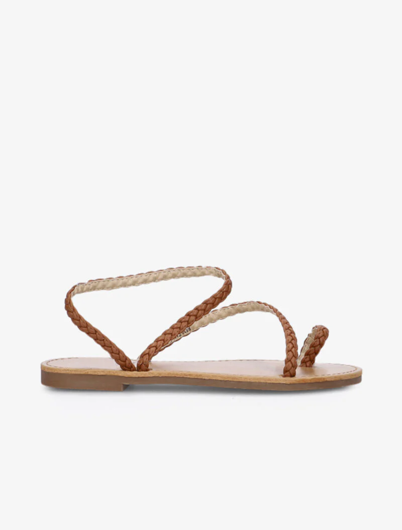 Gevlochten minimalistische sandalen - camel - Image 2