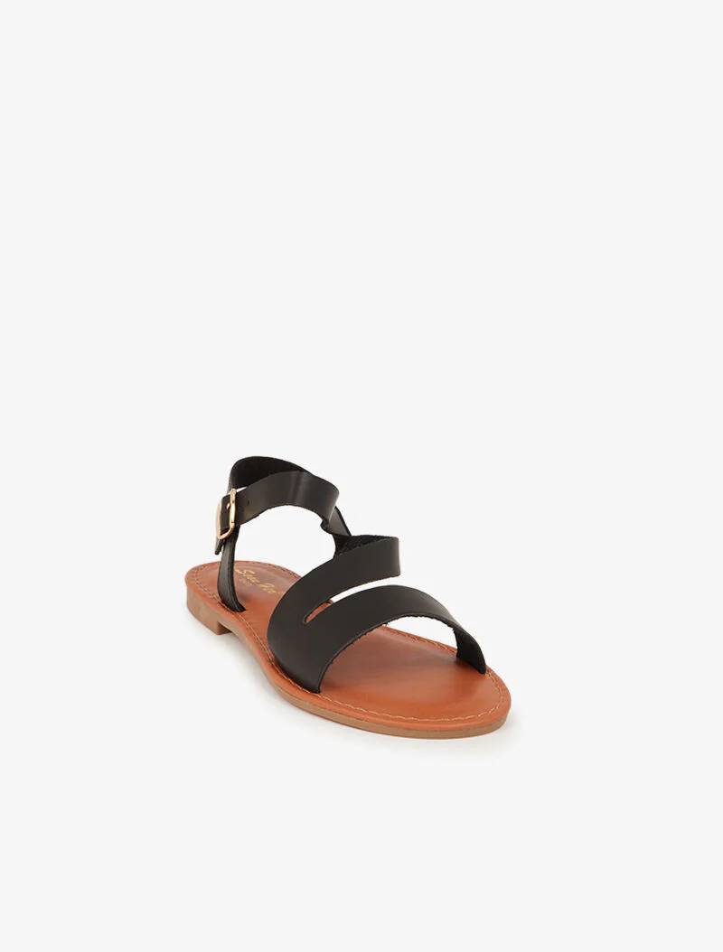 Minimalistische sandalen met schuine band - zwart - Image 3