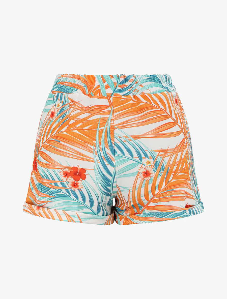 Minirok met tropische bladerenprint en omgekeerde zijde - groen - Image 2