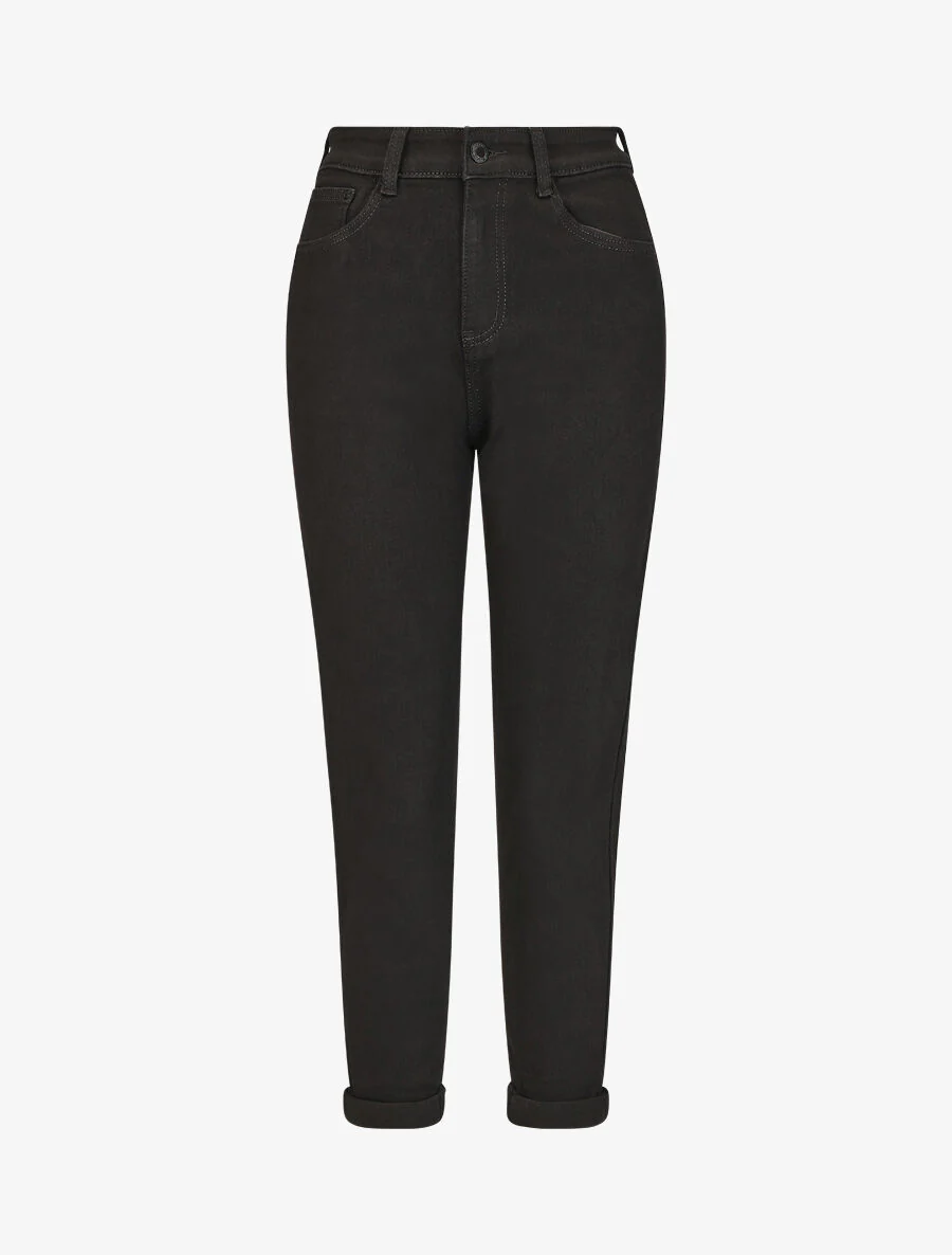 Mom jeans met hoge taille - Zwart