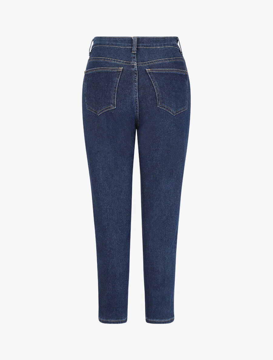 Mom jeans met hoge taille - Onbewerkt blauw - Image 2