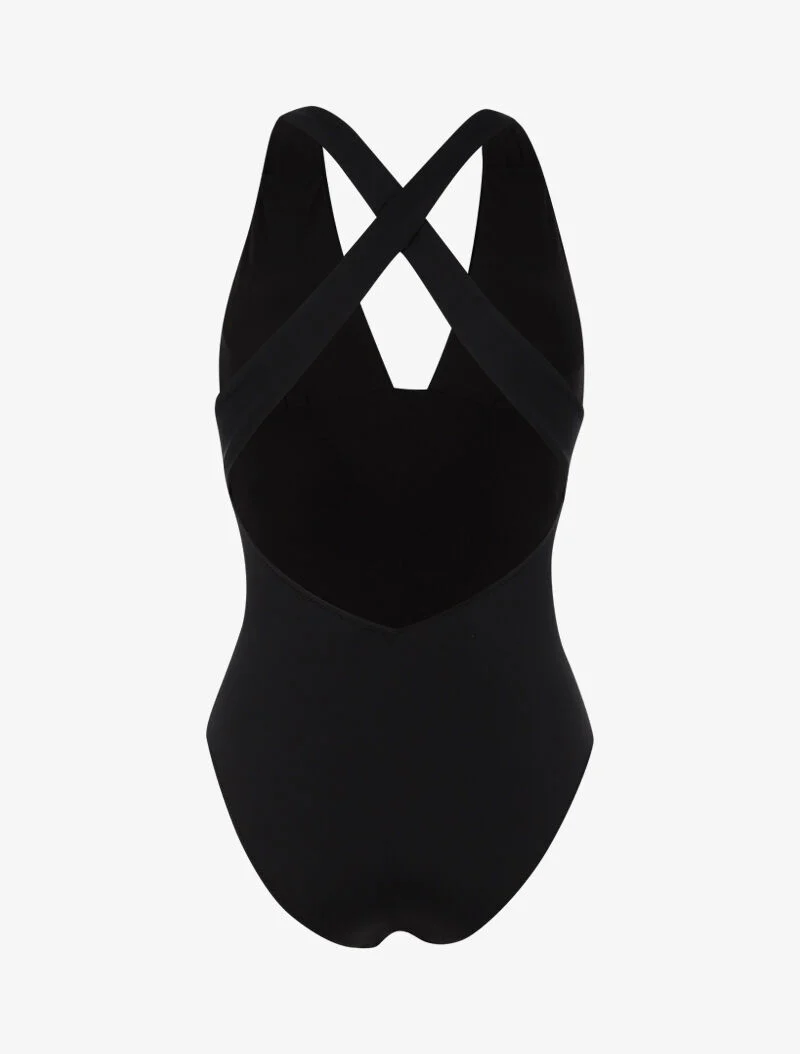Monokini met diepe halslijn - zwart - Image 2