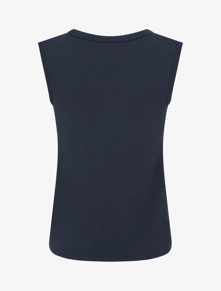 Mouwloos effen T-shirt met gestileerde kraag - Marine - Image 2