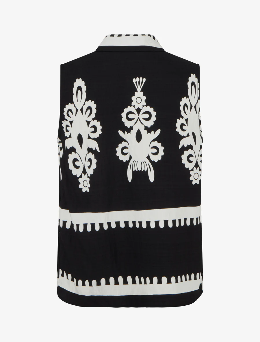 Mouwloos shirt met arabeskenprint - Zwart - Image 2