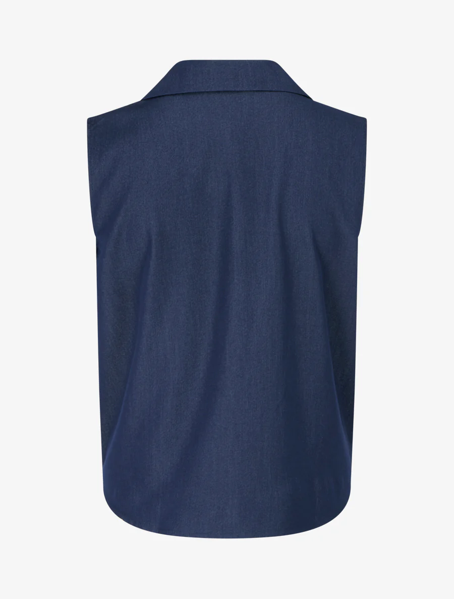 Mouwloos shirt met gedraaid effect - Donkerblauw - Image 2