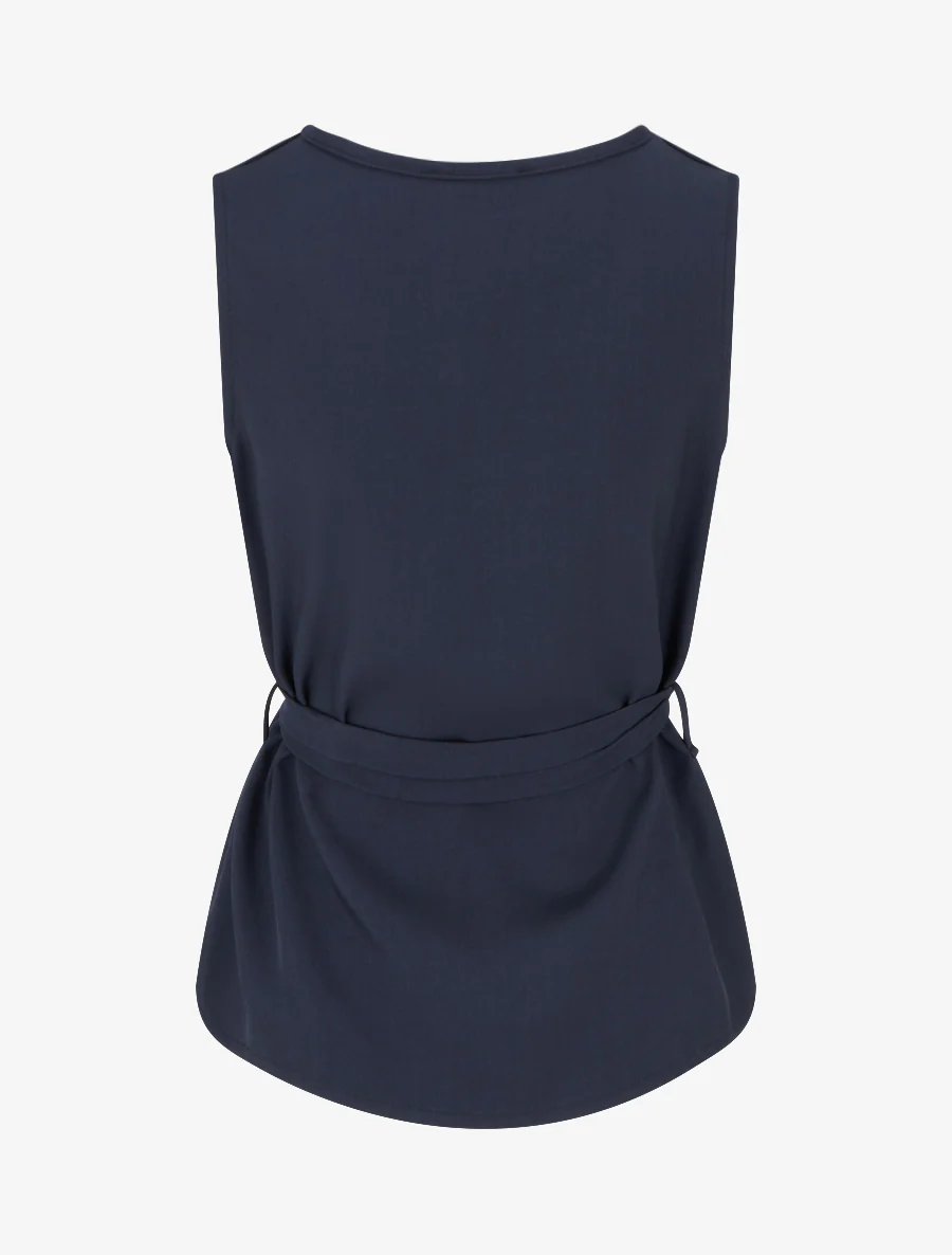 Mouwloos top met knoopsluiting en decoratieve zak. - Marine - Image 2