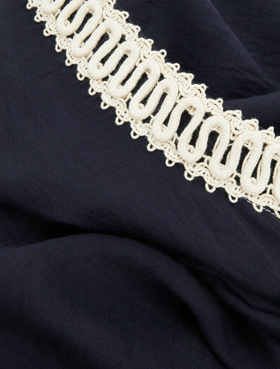 Mouwloos top met rechte snit en borduursels - Marine - Image 3